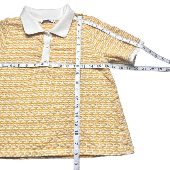 Zara | Women | Yellow Jacquard Texture Knit Cropped Polo Top | Size Small - Picture 5 of 9